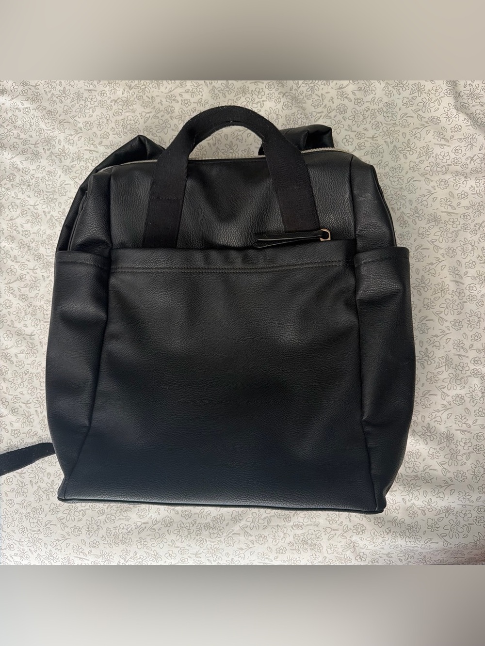 Black & Gold Faux-Leather Backpack — Minimal Everyday Carry